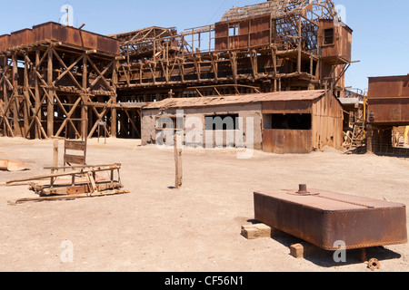 Humberstone und Santa Laura Salpeter Werke (UNESCO Weltkulturerbe), Chile, alte Bergbau Geisterstadt und Fabrik (Atacama-Wüste) Stockfoto