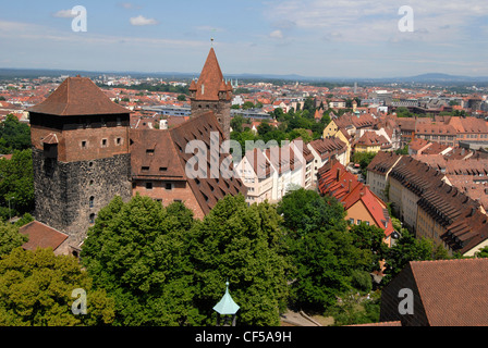 Blick auf die Nürnberger Altstadt vom Kaiserburg-Turm, Deutschland Stockfoto