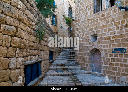 Eine schmale Straße im historischen Jaffa, Israel Stockfoto