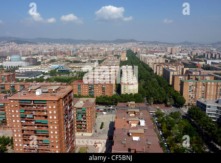 Luftaufnahme des roten Gebäude und Straßen in Barcelona, Spanien Stockfoto