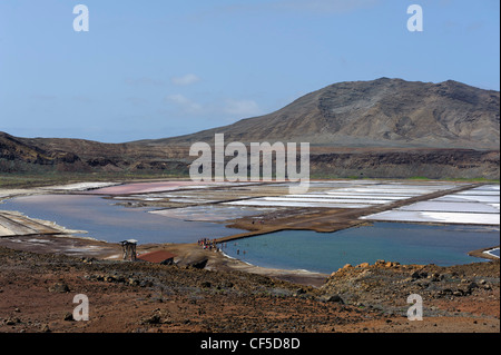 Salinen in den Krater eines Vulkans, Pedra de Lume, Insel Sal, Kapverdische Inseln, Afrika Stockfoto