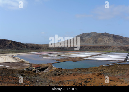 Salinen in den Krater eines Vulkans, Pedra de Lume, Insel Sal, Kapverdische Inseln, Afrika Stockfoto