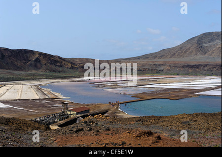 Salinen in den Krater eines Vulkans, Pedra de Lume, Insel Sal, Kapverdische Inseln, Afrika Stockfoto