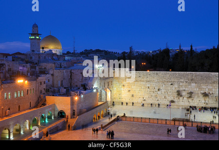 Klagemauer und Felsendom in der alten Stadt von Jerusalem, Israel. Stockfoto