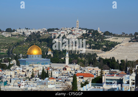 Sehenswürdigkeiten wie der Felsendom in der alten Stadt von Jerusalem, Israel. Stockfoto