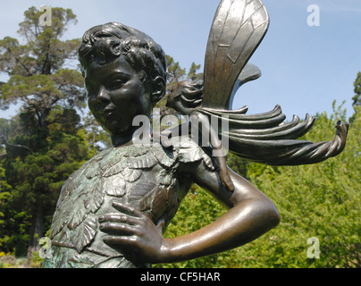 Skulptur von Peter Pan in den botanischen Gärten, Dunedin, Neuseeland Stockfoto