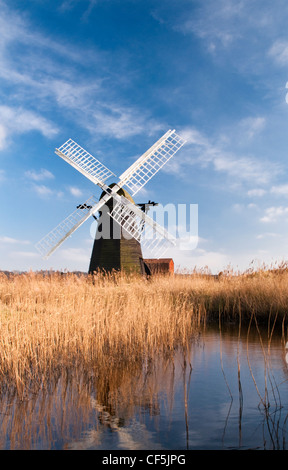 Herringfleet Mill oder Walkers Mühle, eine Anfang des 19. Jahrhunderts-Mühle, die jetzt in einwandfreiem Zustand wiederhergestellt wurde. Stockfoto