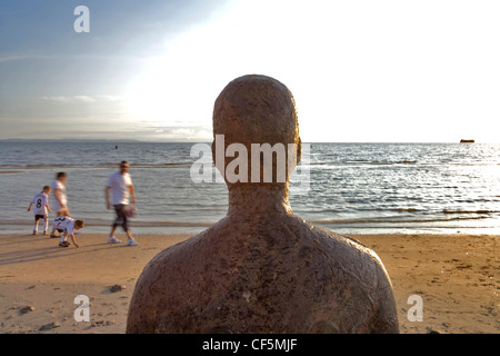 Ein Blick auf das Meer von Crosby Strand. Crosby Strand ist eine riesige Sandfläche, wo buffets der irischen See, die Dünen und die 100 ich Stockfoto