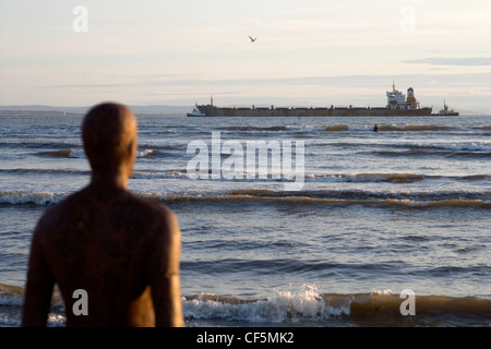 Ein Blick auf das Meer von Crosby Strand. Crosby Strand ist eine riesige Sandfläche, wo buffets der irischen See, die Dünen und die 100 ich Stockfoto