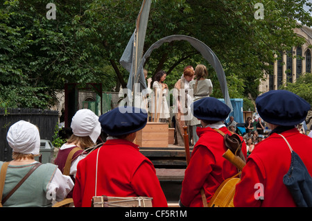 Leistung von Abraham und Isaak in der York Mysterienspiele in Deans Park. Stockfoto