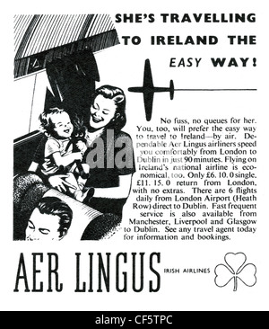 Aer Lingus Airline Anzeige im Jahre 1947, erschienen in der britischen Stockfoto