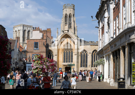 York Minster von St Helens Platz gesehen. Stockfoto