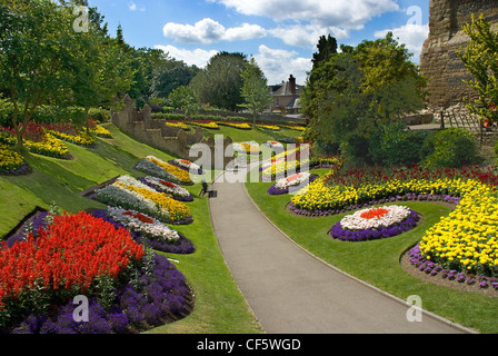 Atemberaubende florale zeigt auf dem Gelände des Guildford Castle. Stockfoto