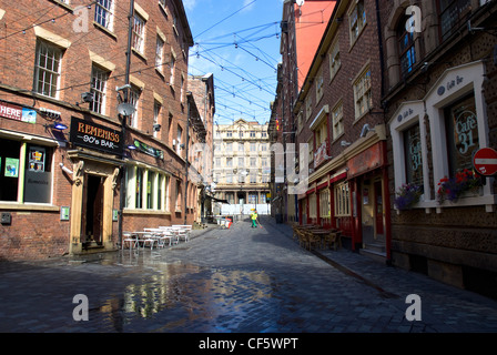 Zeigen Sie Mathew Street in Liverpool, Heimat des berühmten Cavern Club wo Brian Epstein zum ersten Mal sah die Beatles 1961 durchführen an. Stockfoto