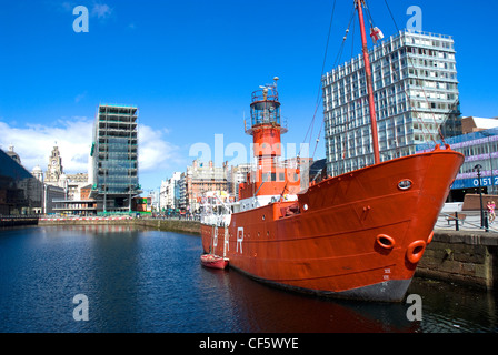 Die ehemaligen Mersey Bar Feuerschiff "Planet" in Canning Dock. Stockfoto