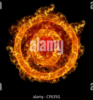 Feuerzeichen Copyright auf schwarzem Hintergrund Stockfoto