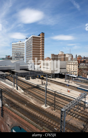 Ein Blick in Richtung Leeds Bahnhof. Stockfoto