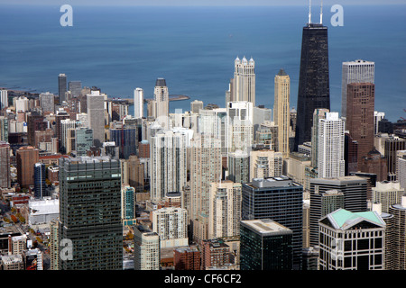 Chicagos Panorama wie es ist von hohen Turm im Winter gesehen. Stockfoto