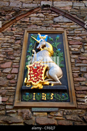 Detail das königlichen Wappen von König Jakob v. im Holyrood Palace. Stockfoto