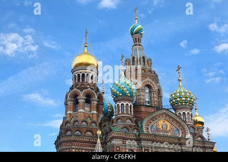 Kirche des Erlösers auf Blut - sehr berühmtes Wahrzeichen in Sankt Petersburg, Russland, Europa Stockfoto