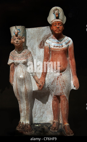 Die königliche Familie König Echnaton und Königin Nofretete 1345 BC Ägypten ägyptische Stockfoto