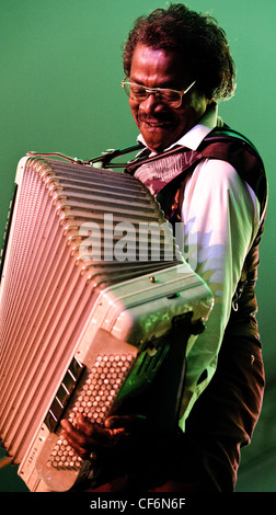 Buchweizen Zydeco auf Voodoo-Festival 2010 in New Orleans spielt. Stockfoto