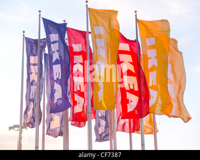 IKEA Einrichtungshaus Fahnen Stockfoto