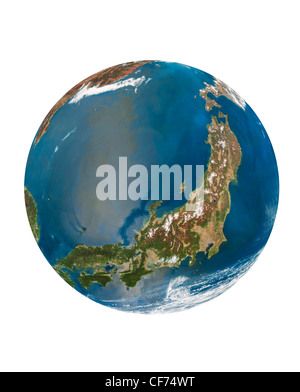 Japan-Land am Planeten Erde isoliert auf einem weißen Stockfoto
