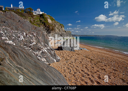 Blick nach Norden entlang der Start Bay aus Torcross Punkt, South Devon, England, UK Stockfoto
