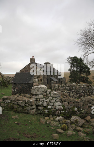 Ditsworthy Warren House auf Dartmoor inmitten Stephen Spielbergs Film The War Horse ein Speicherort für die Bauernhaus-Film. Stockfoto