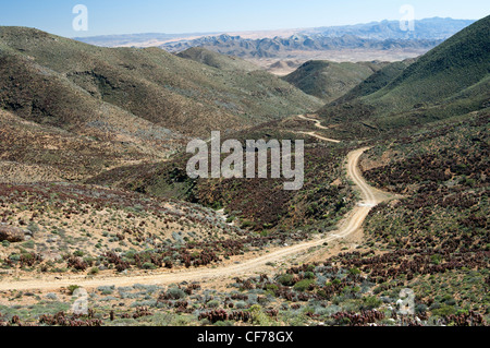 Trockenen Tal in der Karoo-Landschaft am Helskloof Pass, Richtersveld-Nationalpark, Südafrika Stockfoto