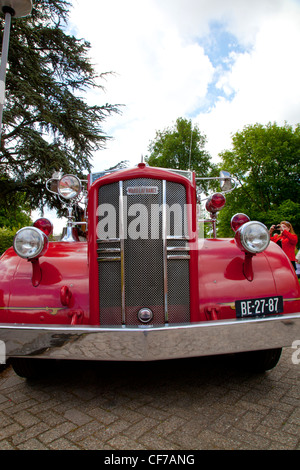 Detail der alten roten Feuerwehrauto Stockfoto