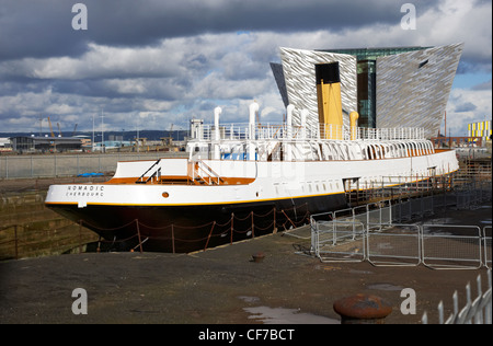 Die renovierten ss nomadic Ausschreibung für die titanic in titanic Viertel Belfast Nordirland Stockfoto