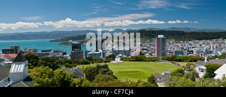 Panorama von Wellington CBD aus Kelburn botanischen Garten Seilbahn, New Zealand Stockfoto