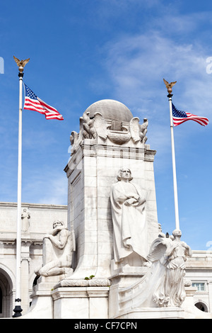 Columbus-Statue geschnitzt von Lorado Taft 1911 vor Union Station Washington DC. Er starb im Jahr 1936 Stockfoto