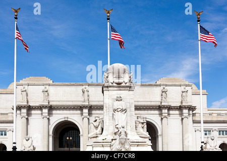 Columbus-Statue geschnitzt von Lorado Taft 1911 vor Union Station Washington DC. Er starb im Jahr 1936 Stockfoto