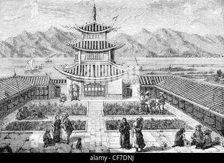 Yule "The Book of Marco Polo im Jahr 1871 markiert dies veröffentlicht: Gartenhaus auf See Yun-Nam-Fu, Yachi von Polo (von Garnier). Stockfoto