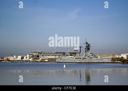 2. Weltkrieg USS Barry Naval Schiff DD 933 angedockt an Washington Navy Yard Anacostia River Stockfoto