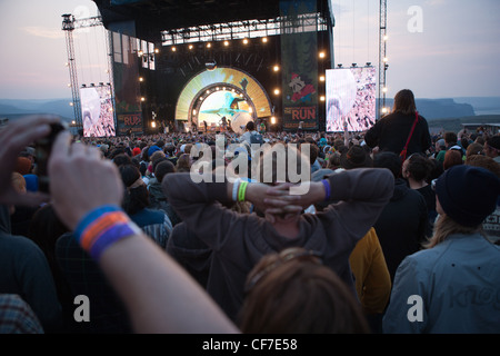 Blick von der Rückseite des Flaming Lips zeigen, Sasquatch-Musik-Festival. Stockfoto