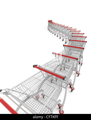 3D Bild mehrere Einkaufswagen Stockfoto