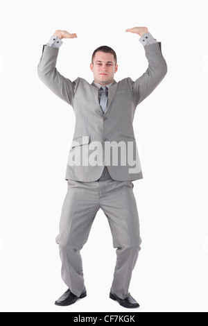 Porträt eines Geschäftsmannes, schob das Dach Stockfoto