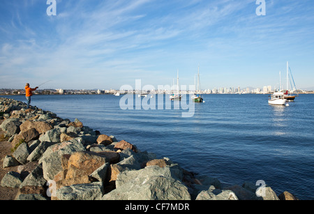 USA, California, San Diego, Blick auf die Stadt von Shelter island Stockfoto