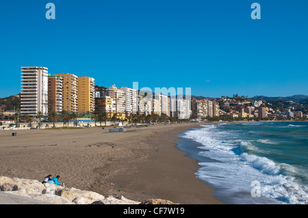 Playa De La Malagueta Strand Mitteleuropa Malaga Andalusien Spanien Stockfoto