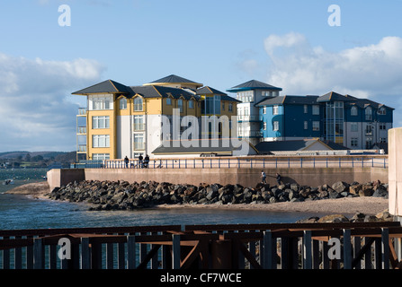 Exmouth Strand Architektur, Kunst, blau, bauen, Unternehmen, Stadt, Konzept, Konstruktion, Design, Devon, Immobilien, Exterieur, Urlaub, Stockfoto