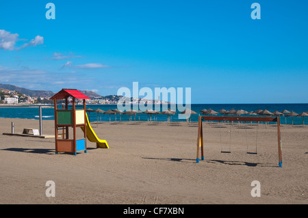 Playa De La Malagueta Strand Mitteleuropa Malaga Andalusien Spanien Stockfoto