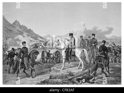 Schlacht von Buena Vista General Zachary Taylor führt U.S. Streitkräfte Sieg über die mexikanische Armee unter General Santa Anna 1847 Stockfoto