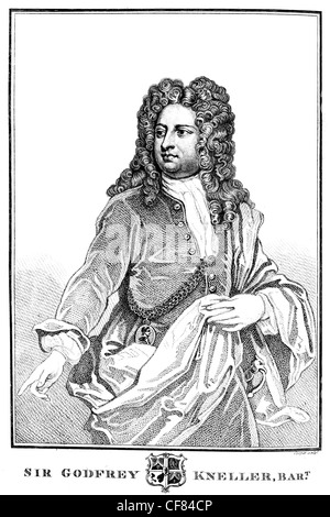 Sir Godfrey Kneller 1st Baronet 1646 1723 Portrait Maler Künstler Gericht britischen Monarchen Charles II George I der chinesischen Bekehrte Stockfoto