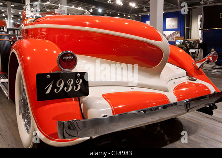 Detail von der Rückseite des 1933 Auburn Modell 12-161A benutzerdefinierte Boattail Speedster. Fountainhead Antique Auto Museum. Fairbanks. Alaska Stockfoto