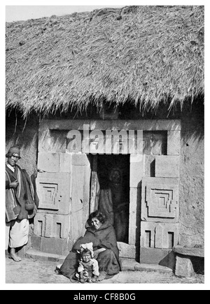 1927 in Tempelruine Tiahuanacu zu Hause Stockfoto