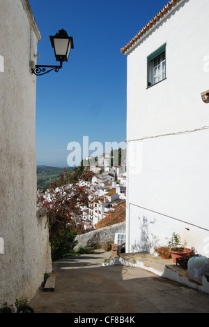 Ansicht von Stadthäusern, Pueblo Blanco, Casares, Costa Del Sol, Provinz Malaga, Andalusien, Südspanien, Westeuropa. Stockfoto